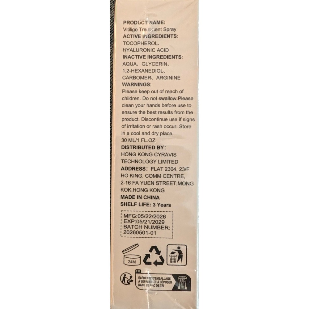 Vitiligo Treatment Spray for White Patches & Pigment Loss 30ml Cyravis Skin Care - Picture 3 of 5